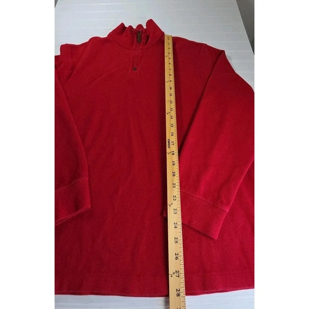 Polo Ralph Lauren Sweater Mens 2XL RED Quarter Zip BLUE Pony Logo Estate Rib